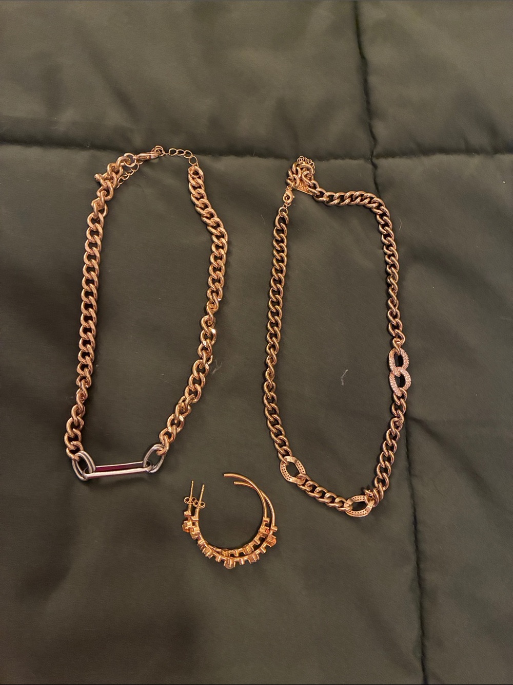 Anthropologie Rose Gold-Tone Chain Necklace Trio